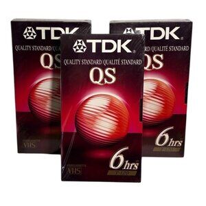 TDK Blank VHS Videotape QS T-120 6 Hours EP Mode Quality Standard Pack Of 3 New
